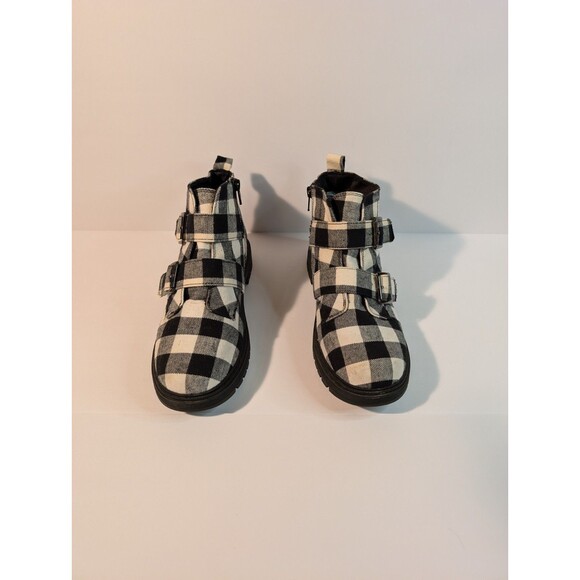 SO Fettuccine Women's Ankle Boot Black and White Buffalo Check Pattern Size 9M - Picture 10 of 16